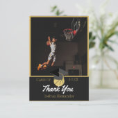 バスケットボール選手 現代の写真 卒業クラス サンキューカード (スタンド正面)