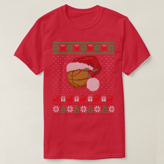 バスケットボール醜いクリスマスセーターHappy Holiday Se Tシャツ (デザイン正面)