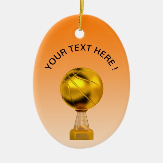 バスケットボール金ゴールドトロフィー セラミックオーナメント (正面)