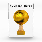 バスケットボール金ゴールドトロフィー フォトブロック (正面)
