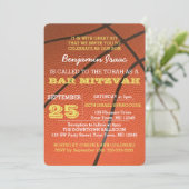 バスケットボール金ゴールドバー(ユダヤ教の)バル・ミツバー招待状 招待状 (スタンド正面)