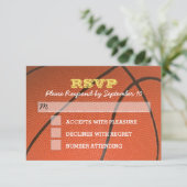 バスケットボール金ゴールドバー(ユダヤ教の)バル・ミツバーRSVPカード 出欠カード (スタンド正面)