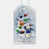 バスケットボール雪だるまクリスマス ギフトタグ (裏面)