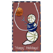 バスケットボール雪だるまクリスマス スモールペーパーバッグ (裏面)