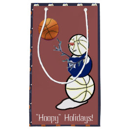 バスケットボール雪だるまクリスマス スモールペーパーバッグ