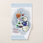 バスケットボール雪だるまクリスマス バスタオルセット (ハンドタオル)