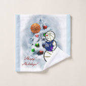 バスケットボール雪だるまクリスマス バスタオルセット (ウォッシュタオル)