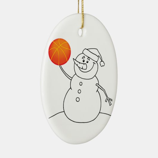 バスケットボール雪だるまホリデーセラミックスオーナメント セラミックオーナメント (右)