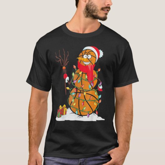 バスケットボール雪だるまボール Tシャツ (正面)