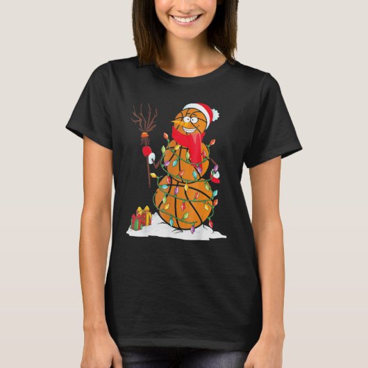 バスケットボール雪だるまボール Tシャツ (正面)