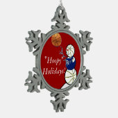 バスケットボール雪だるま スノーフレークピューターオーナメント (左)