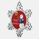 バスケットボール雪だるま スノーフレークピューターオーナメント (右)