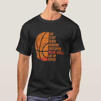 バスケットボール食べボールスリープブロックリバウンドクロスオーバー Tシャツ