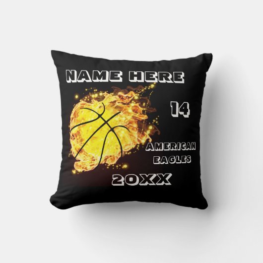 バスケットボール黒枕とプレイヤー名 クッション (正面)