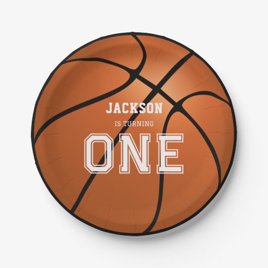 バスケットボール1回目の誕生日ユニーク ペーパープレート (正面)