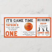 バスケットボール1年目を下る1回目の誕生日チケット 招待状 (正面)