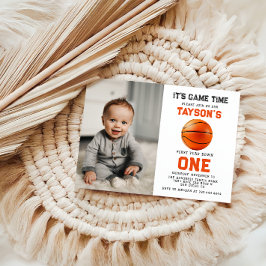 バスケットボール1年目を下る1番目の誕生日の写真 招待状