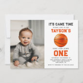 バスケットボール1年目を下る1番目の誕生日の写真 招待状 (正面)