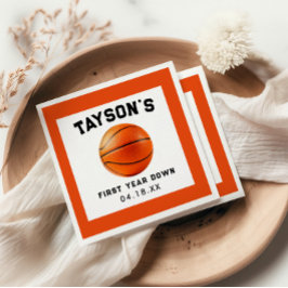 バスケットボール1年連続1回目の誕生日 スタンダードカクテルナプキン