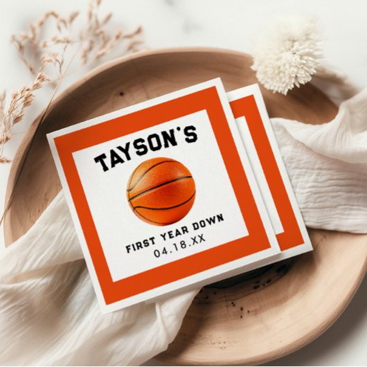 バスケットボール1年連続1回目の誕生日 スタンダードカクテルナプキン