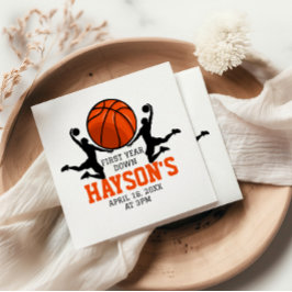 バスケットボール1年連続1回目の誕生日 スタンダードカクテルナプキン