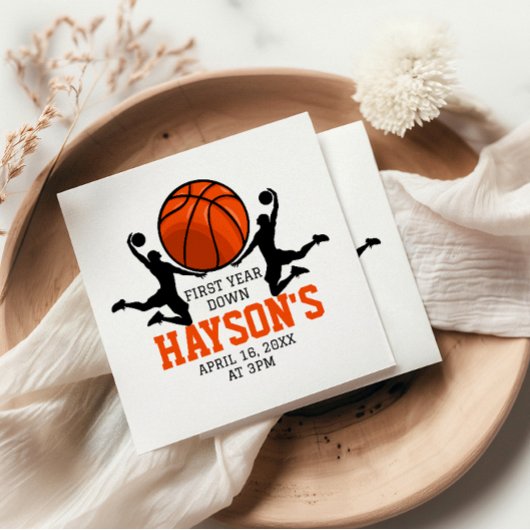 バスケットボール1年連続1回目の誕生日 スタンダードカクテルナプキン