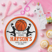 バスケットボール1年連続1回目の誕生日 ペーパープレート (パーティー)