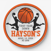 バスケットボール1年連続1回目の誕生日 ペーパープレート (正面)