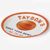 バスケットボール1年連続1回目の誕生日 ペーパープレート (アングル)