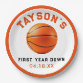 バスケットボール1年連続1回目の誕生日 ペーパープレート (正面)