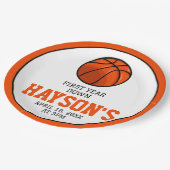 バスケットボール1年連続1回目の誕生日 ペーパープレート (アングル)