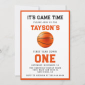 バスケットボール1年連続1回目の誕生日 招待状 (正面)