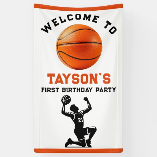 バスケットボール1年連続1回目の誕生日 横断幕 (縦)