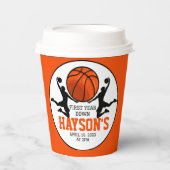 バスケットボール1年連続1回目の誕生日 紙コップ (正面)