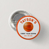 バスケットボール1年連続1回目の誕生日 缶バッジ (正面&裏面)