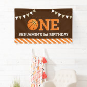 バスケットボール1歳の誕生日パーティー 横断幕 (インサイチュ)