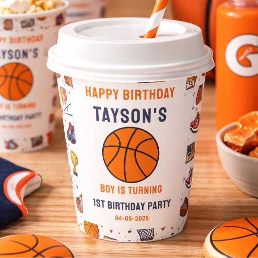 バスケットボール1歳誕生日おめでとう！ルーキーイヤー 紙コップ