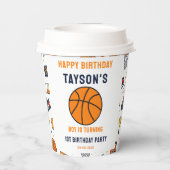 バスケットボール1歳誕生日おめでとう！ルーキーイヤー 紙コップ (裏面)