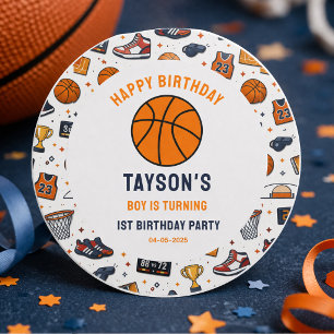 バスケットボール1歳誕生日ルーキイヤー ラウンドシール
