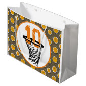 バスケットボール10誕生日（ミニフープの番号） ラージペーパーバッグ (正面アングル)