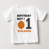 バスケットボール1st誕生日パーティー ベビーTシャツ (正面)