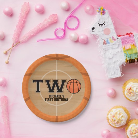 バスケットボール2回目の誕生日 ペーパープレート (パーティー)