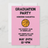 バスケットボール3フォトコラージピンク卒業 招待状 (裏面)