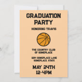 バスケットボール3フォトコラージピーチ卒業 招待状 (裏面)