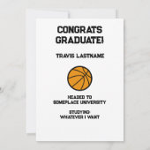 バスケットボール3フォトコラージホワイト卒業 案内状 (裏面)