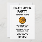 バスケットボール3フォトコラージュ白卒業 招待状 (裏面)