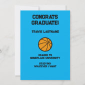 バスケットボール3フォトコラージライトブルー卒業 案内状 (裏面)