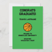 バスケットボール3フォトコラージンググリーン卒業 案内状 (裏面)