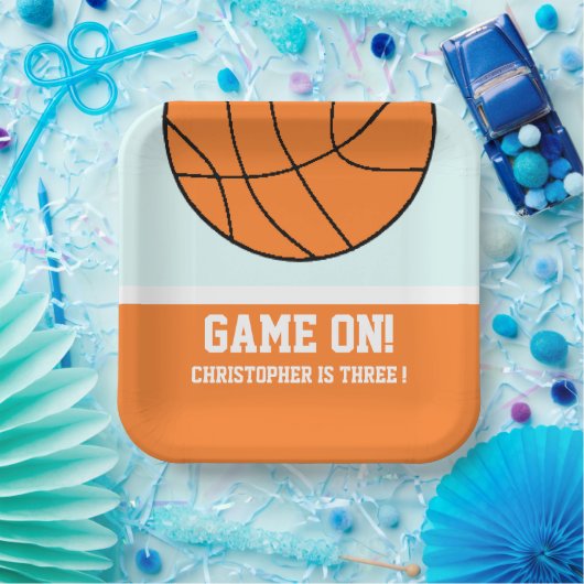 バスケットボール3回目の誕生日 ペーパープレート (パーティー)
