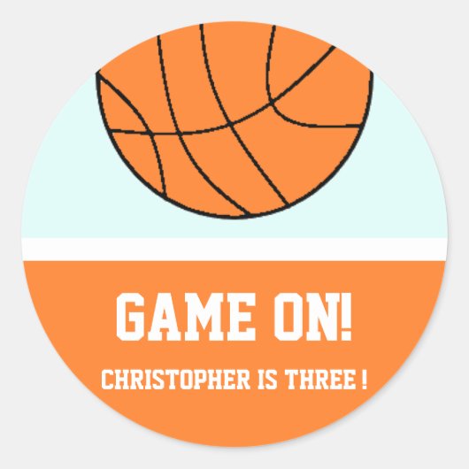 バスケットボール3回目の誕生日 ラウンドシール (正面)